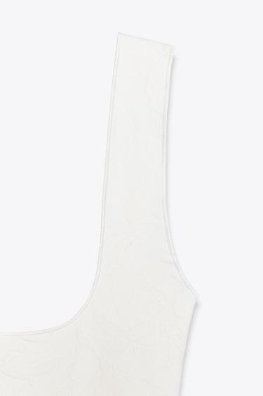 ROBE DÉCOLLETÉ CARRÉ STRETCH - Blanc cassé de Zara - Image 8