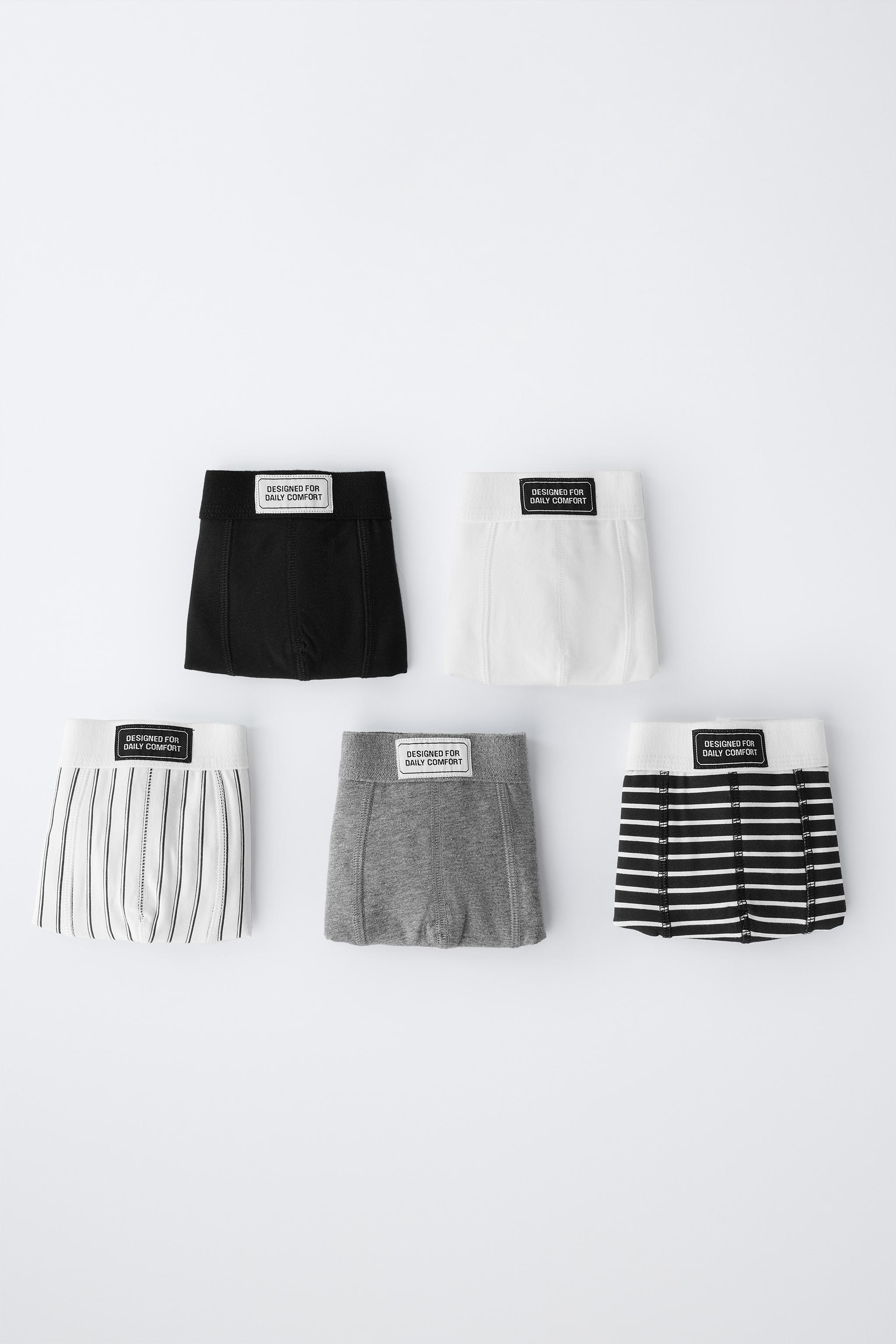 PACK DE CINQ BOXERS ÉTIQUETTE (6-14 ANS)