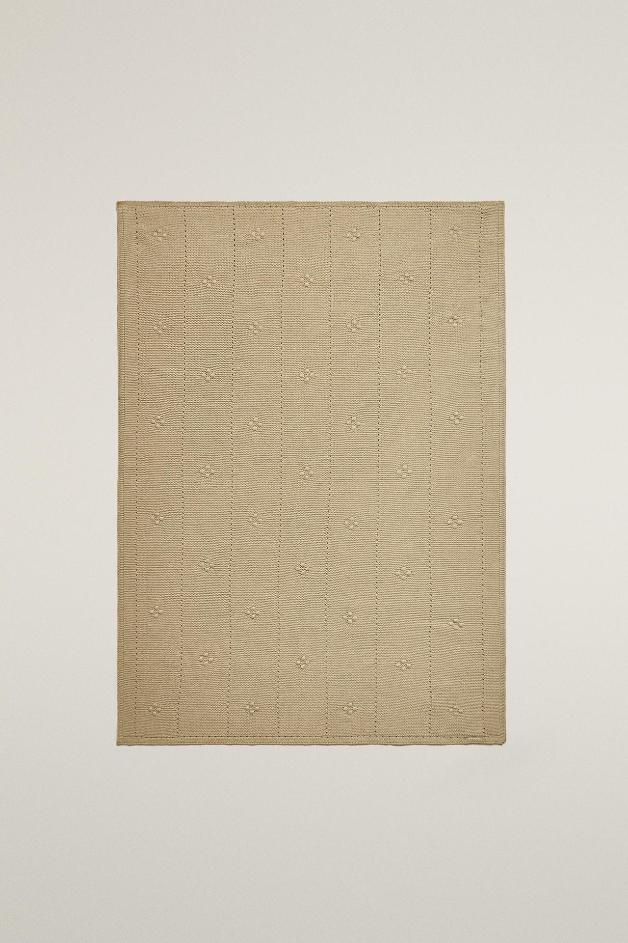 BABY OPENWORK COTTON BLANKET — Green