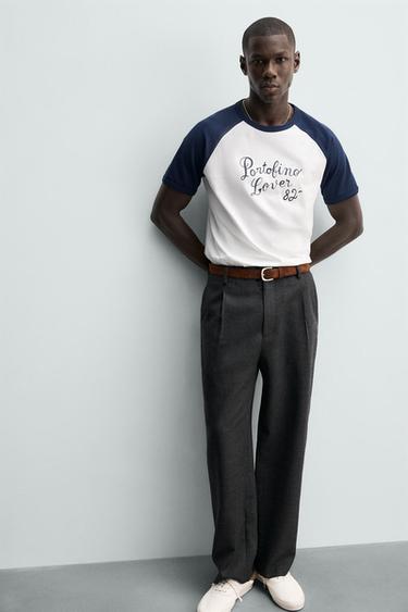 PORTOFINO TEXT COLOUR BLOCK T-SHIRT - Navy blue by Zara - Image 5