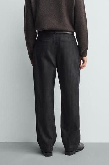 RELAXED FIT PINSTRIPE TROUSERS - Blue by Zara - Image 2