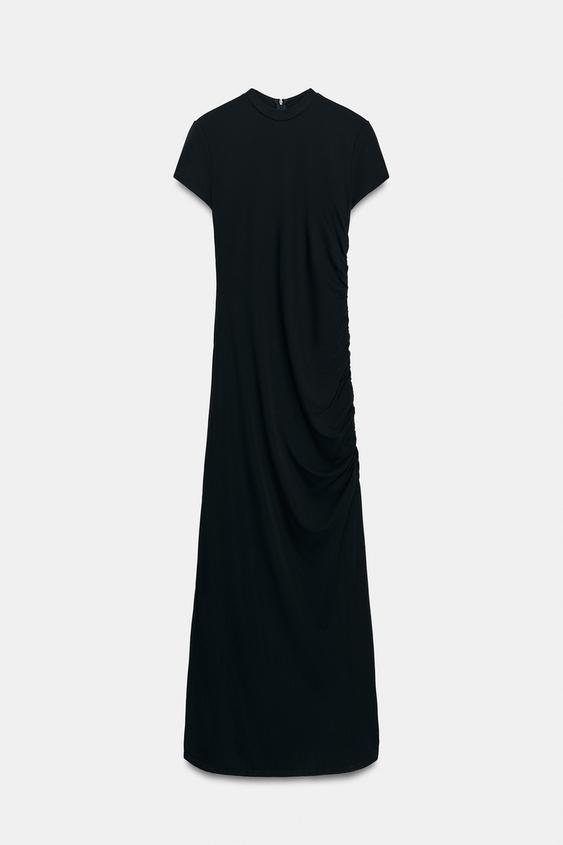 VESTIDO LARGO DRAPEADO - Negro de Zara - Imagen 0