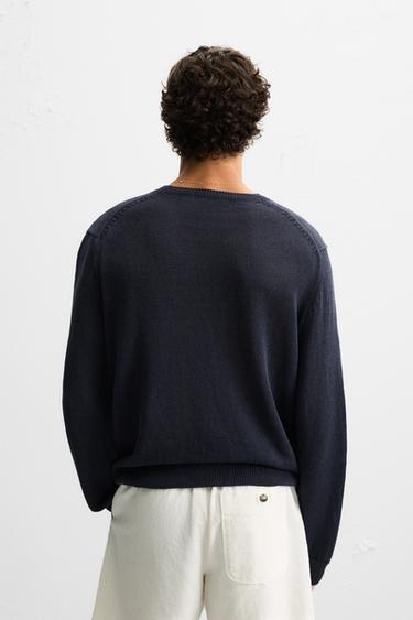PULL LIN - COTON - Bleu marine de Zara - Image 2