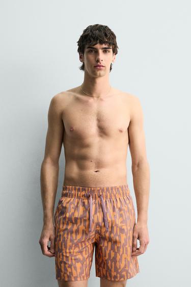 MAILLOT DE BAIN LONG À IMPRIMÉ ABSTRAIT - Orange de Zara - Image 1