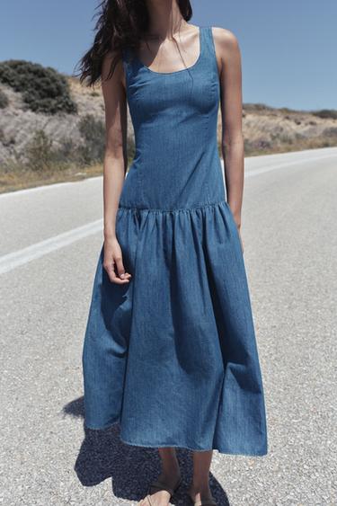 MIDI DRESS WITH CAPE SKIRT - Blue by Zara - Image 1