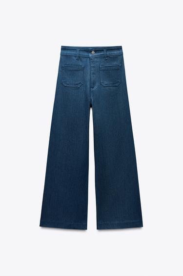 ZW COLLECTION WIDE-LEG ハイライズ デニムパンツインディゴブルーZaraのZW COLLECTION WIDE-LEG ハイライズ デニムパンツ - インディゴブルー 