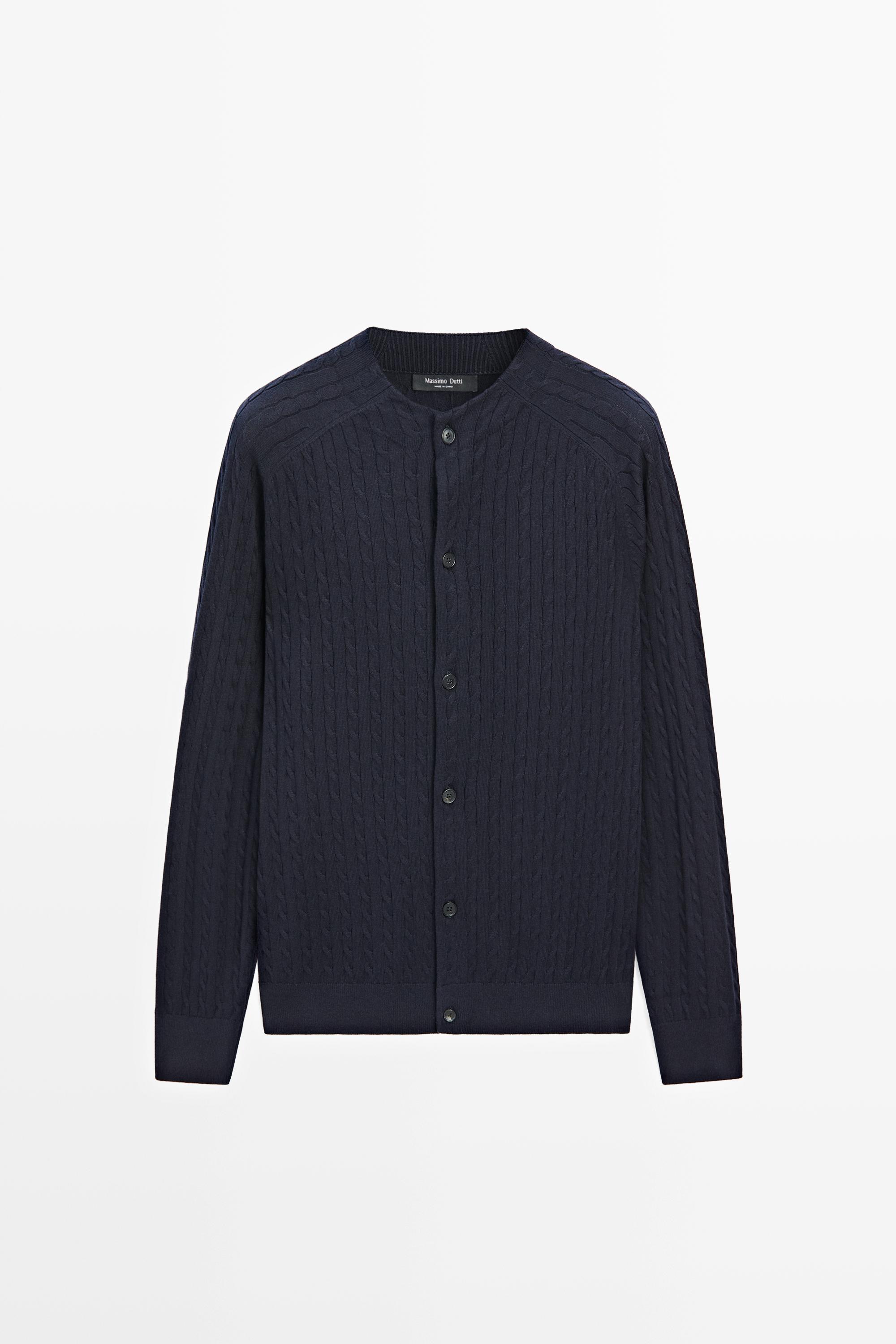 Cardigan en maille tressée coton mélangé