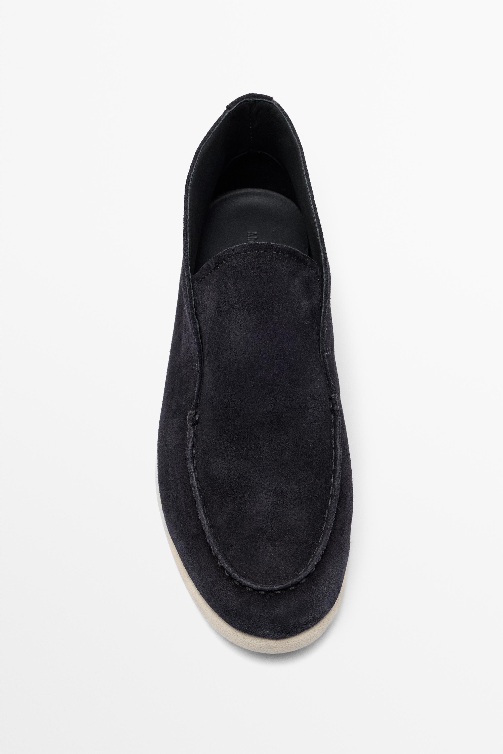 Mocassin bottine croûte de cuir