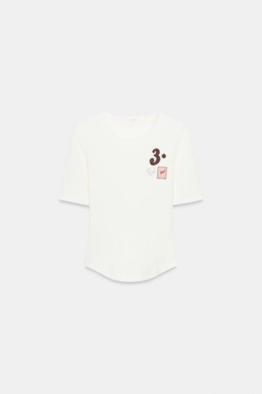 T-SHIRT MANCHES COURTES ÉTIQUETTE - Blanc de Zara - Image 2