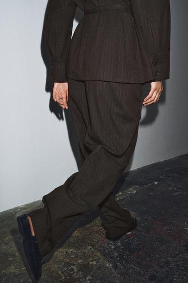 ZW COLLECTION HERRINGBONE DARTED TROUSERS - Brown marl by Zara - Image 2