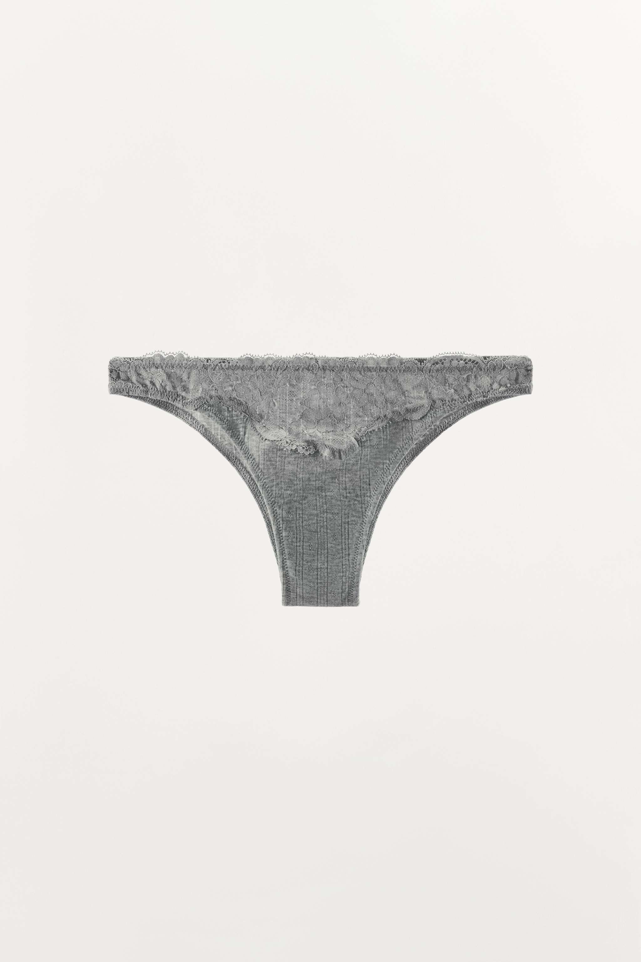 POINTELLE LACE PANTIES — Gray marl