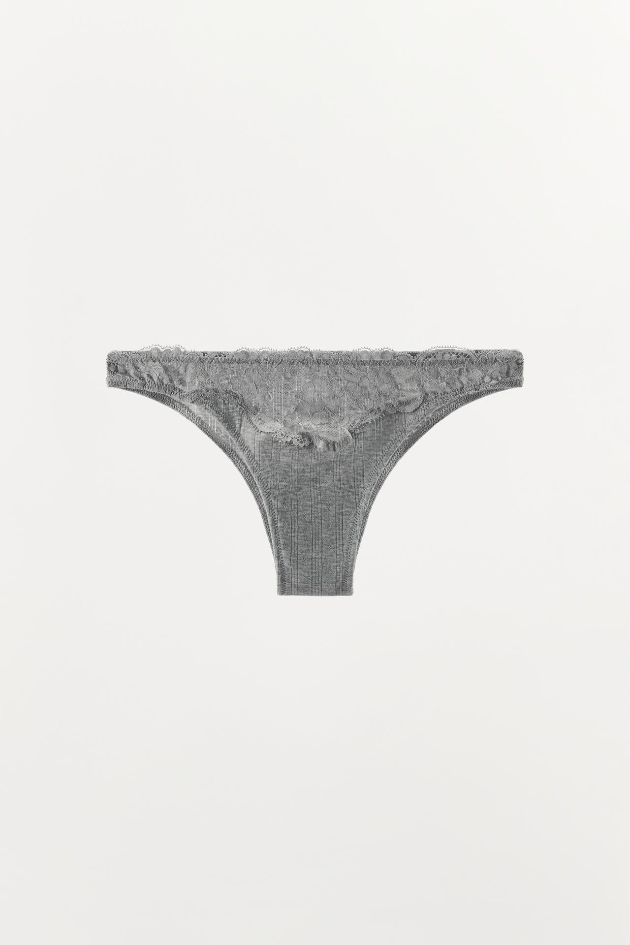 POINTELLE LACE PANTIES — Gray marl