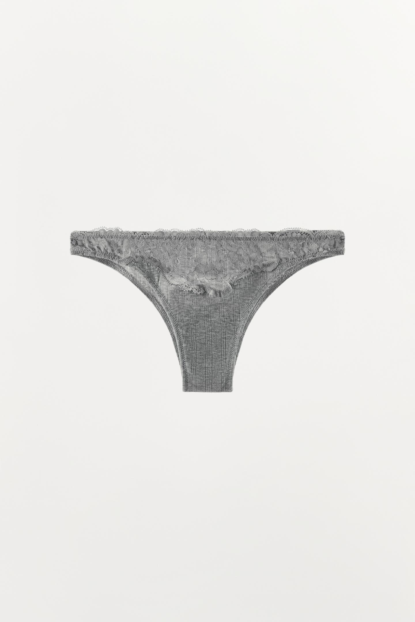 Трусы, кружево, ажурная вязка — Zara, цвет: Серый меланжевый — фото 6