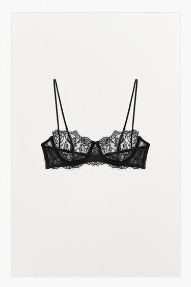 레이스 와이어 브라 - Zara 블랙