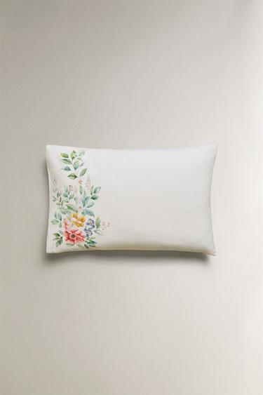 TAIE D’OREILLER COTON IMPRIMÉ FLEUR - Blanc cassé de Zara - Image 3