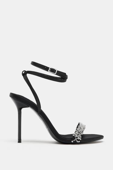 SANDALIA TACÓN BRILLOS - Negro de Zara