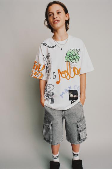 Zara GRAFFITI PRINT T-SHIRT - White