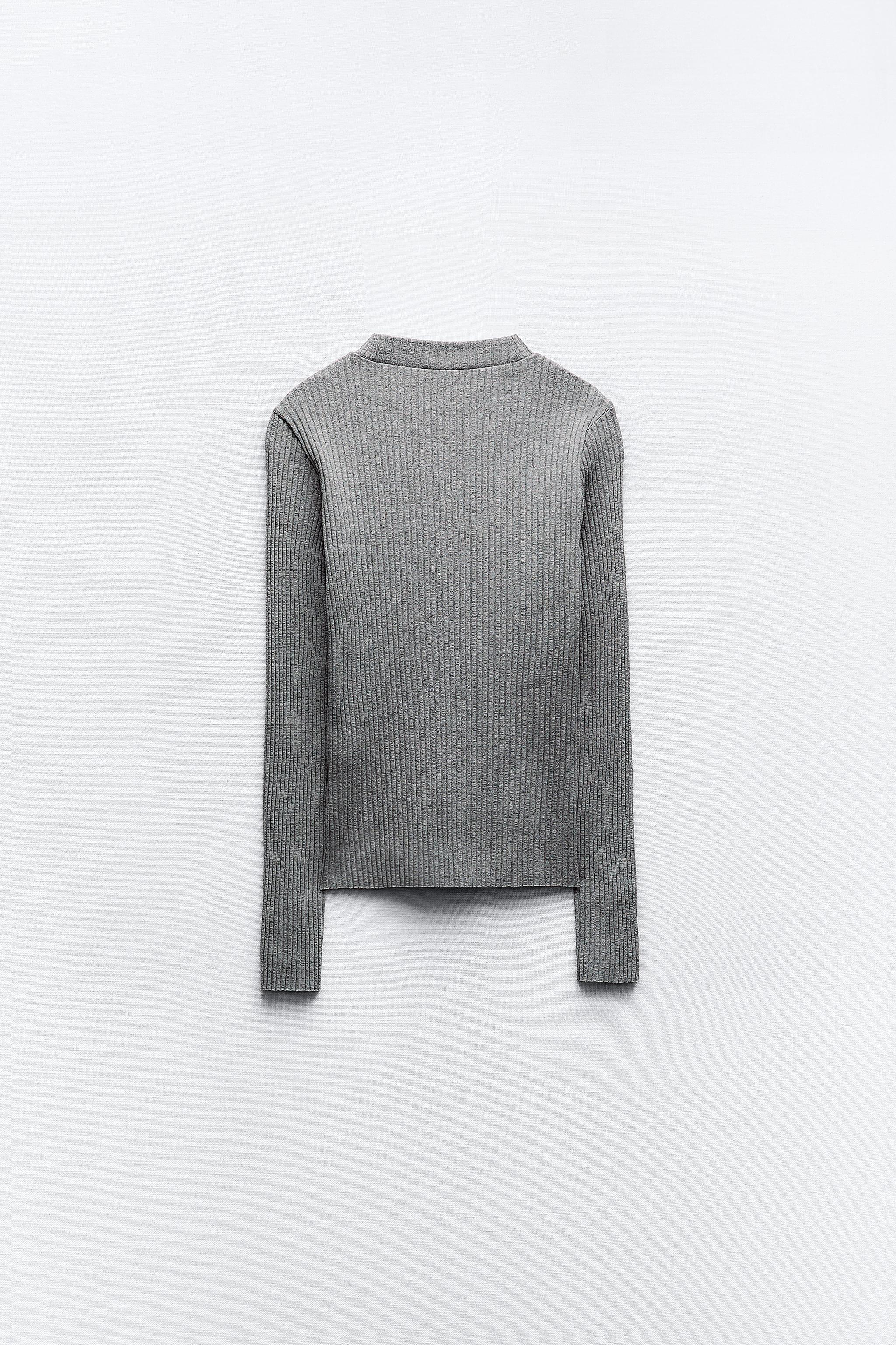 BUTTONED RIBBED TOP - Gray marl | ZARA Canada