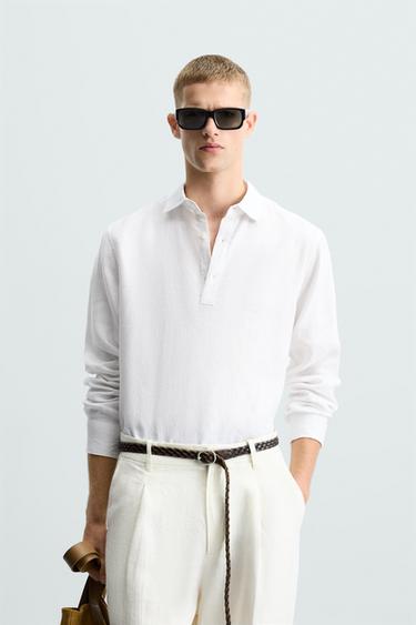 100% LINEN POLO SHIRT LIMITED EDITION - White by Zara