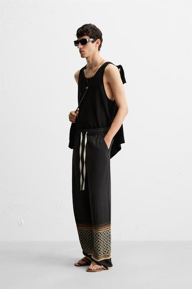 PANTALON COUPE DÉCONTRACTÉE COLOR BLOCK - Noir de Zara - Image 3