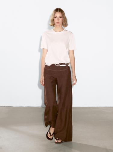 Zara 100% cotton lightweight T-shirt - Pastel pink - Image 0