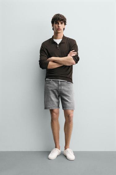 BERMUDE DENIM REGULAR FIT - Gri de la Zara