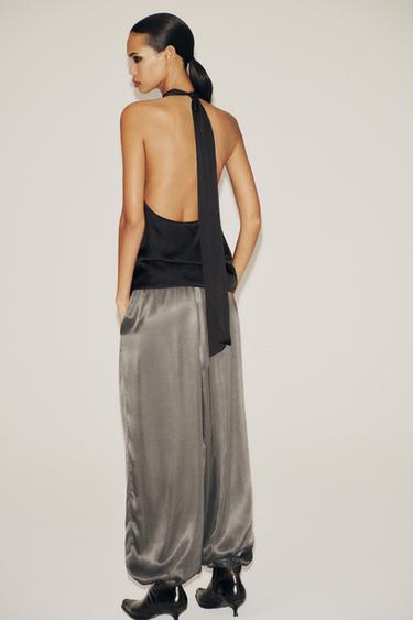 SATIN HALTER TOP - Black by Zara - Image 4
