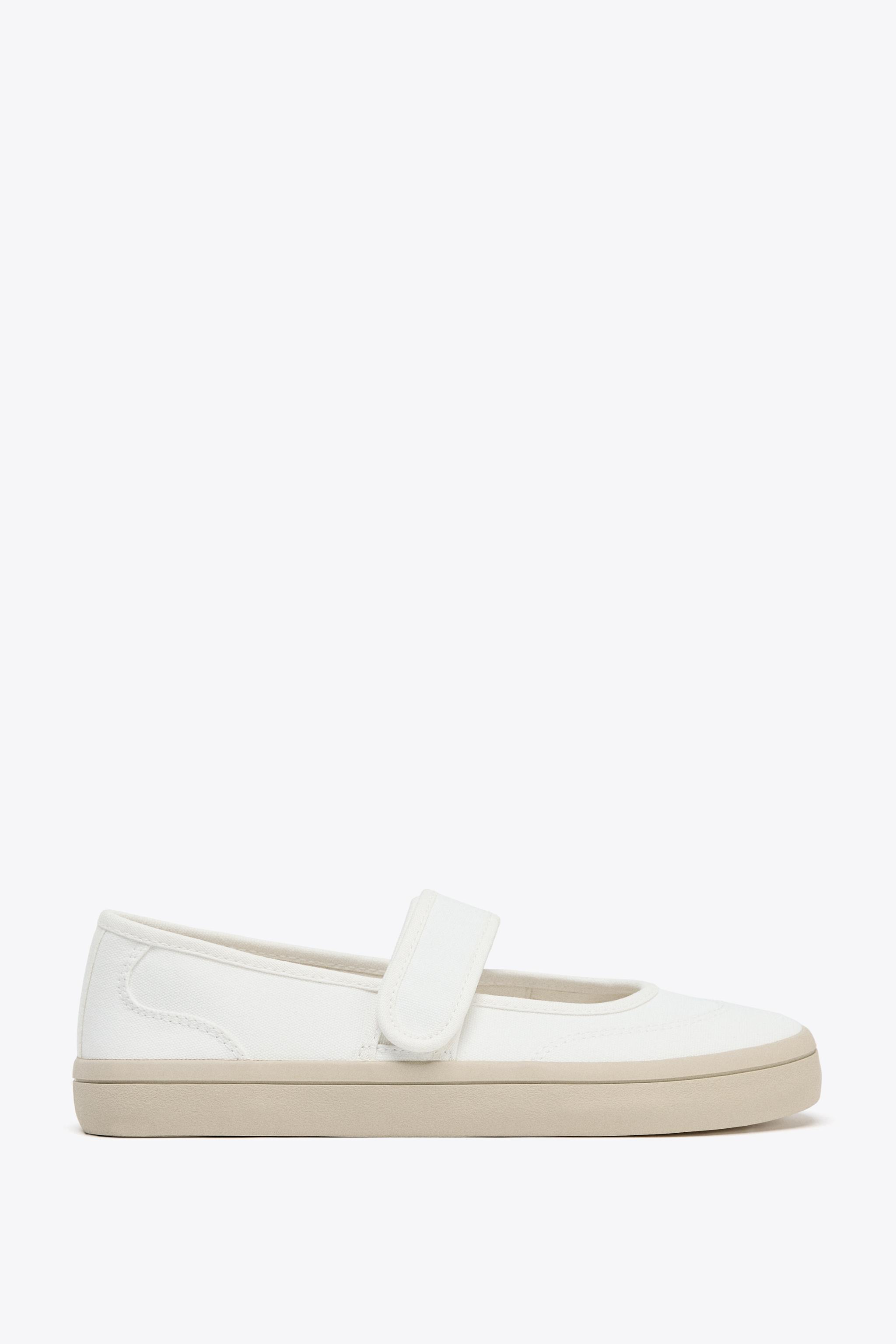 FABRIC STRAP BALLET FLATS - White | ZARA United States