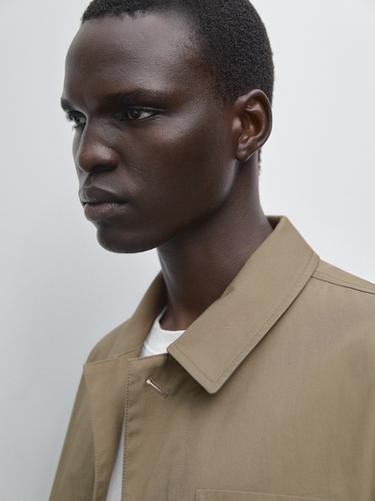Zara 100% cotton jacket with pockets - Khaki