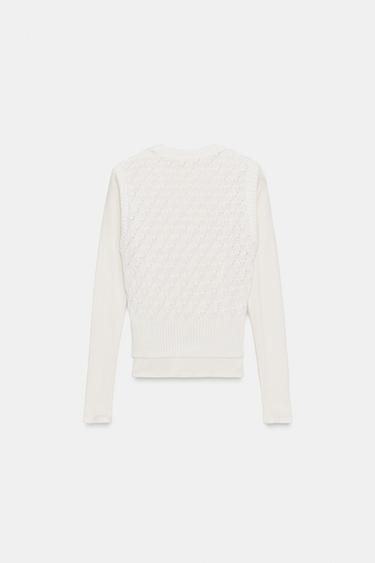 PULL BIMATIÈRE AVEC GILET - Écru de Zara - Image 5