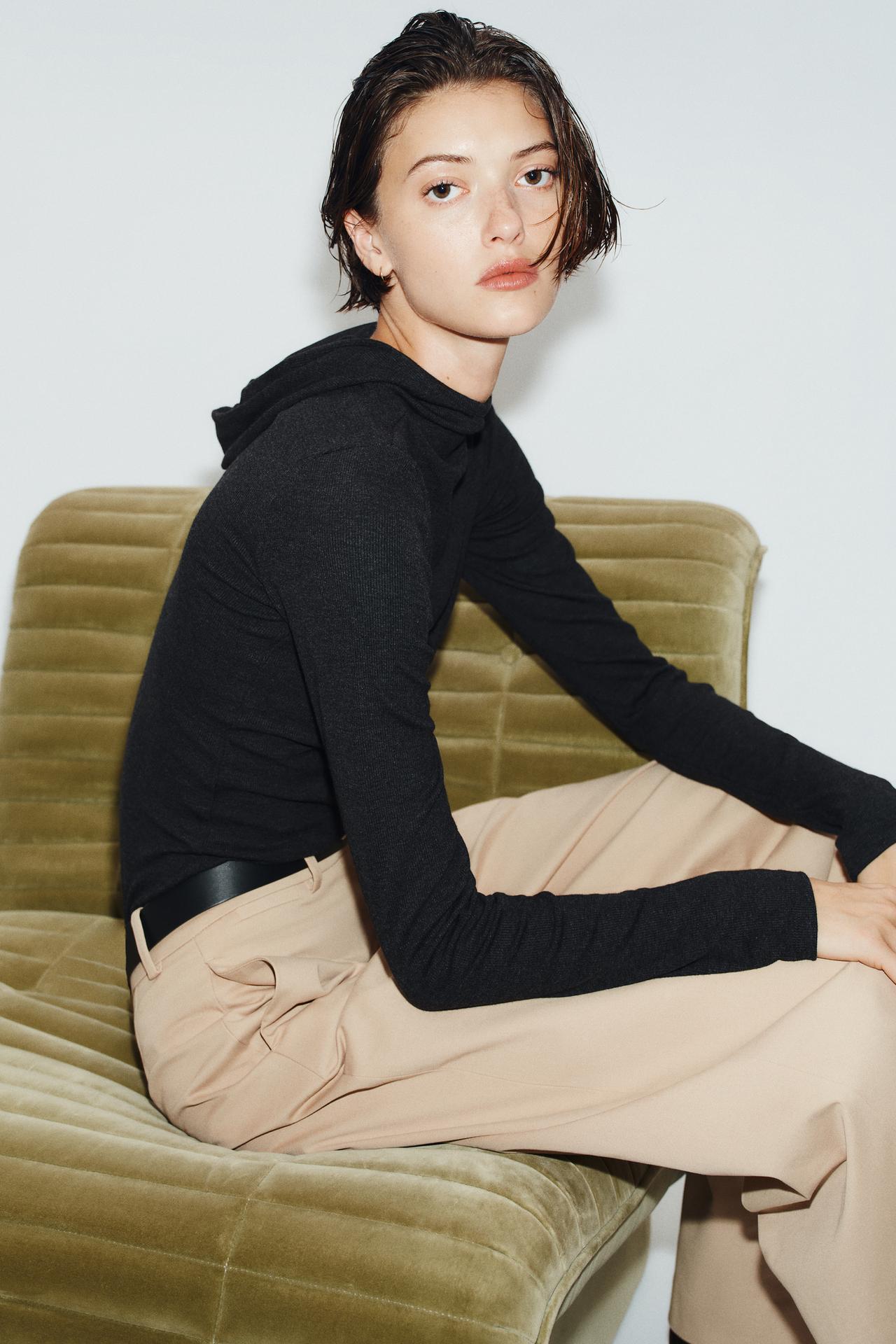 SLIM HOODIE T-SHIRT — Anthracite grey