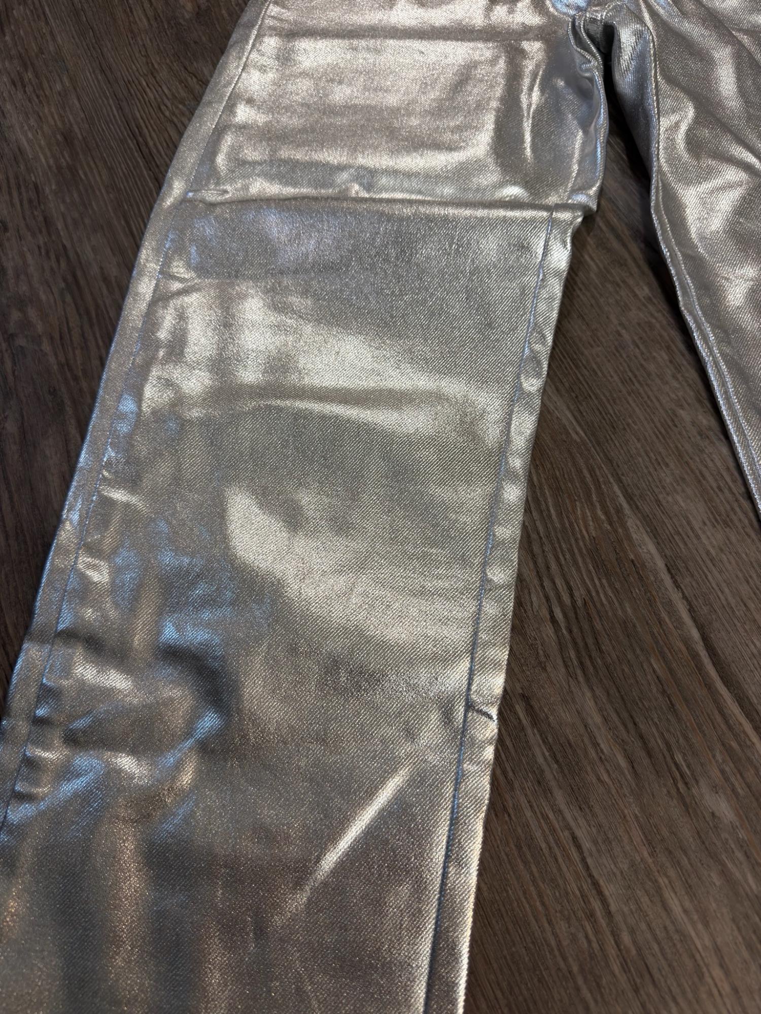 Z1975 HIGH RISE STRAIGHT CUT METALLIC JEANS SECOND HAND | Zara
