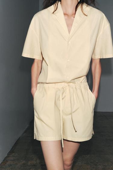 POPLIN SHIRT WITH STITCHING - Ecru by Zara - Image 3