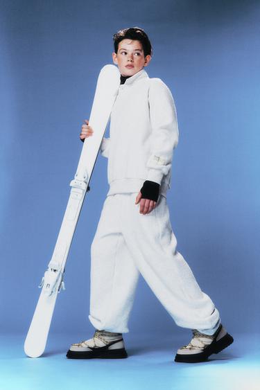 ნაკრები პოლო მაისური და შარვალი WIDE LEG ტექსტურა - Zara-ს Grey marl