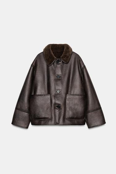 Zara REVERSIBLE DOUBLE-FACED COAT - Brown