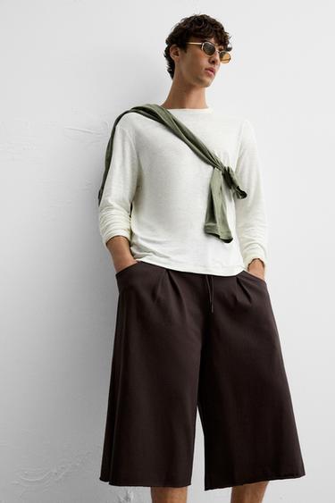 OVERSIZED FIT PLEATED BERMUDA SHORTS - Brown by Zara - Image 4
