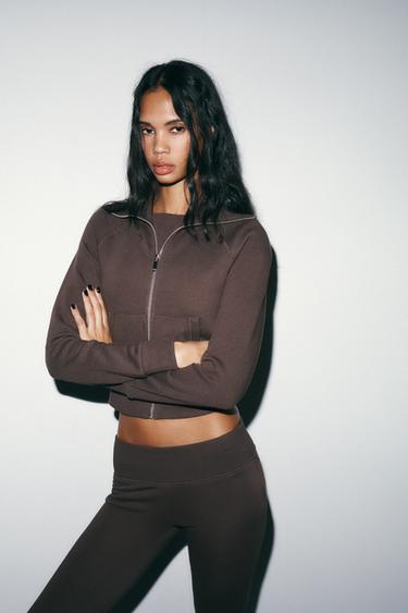 PANTALON EN MOLLETON ÉVASÉ - Marron de Zara - Image 1