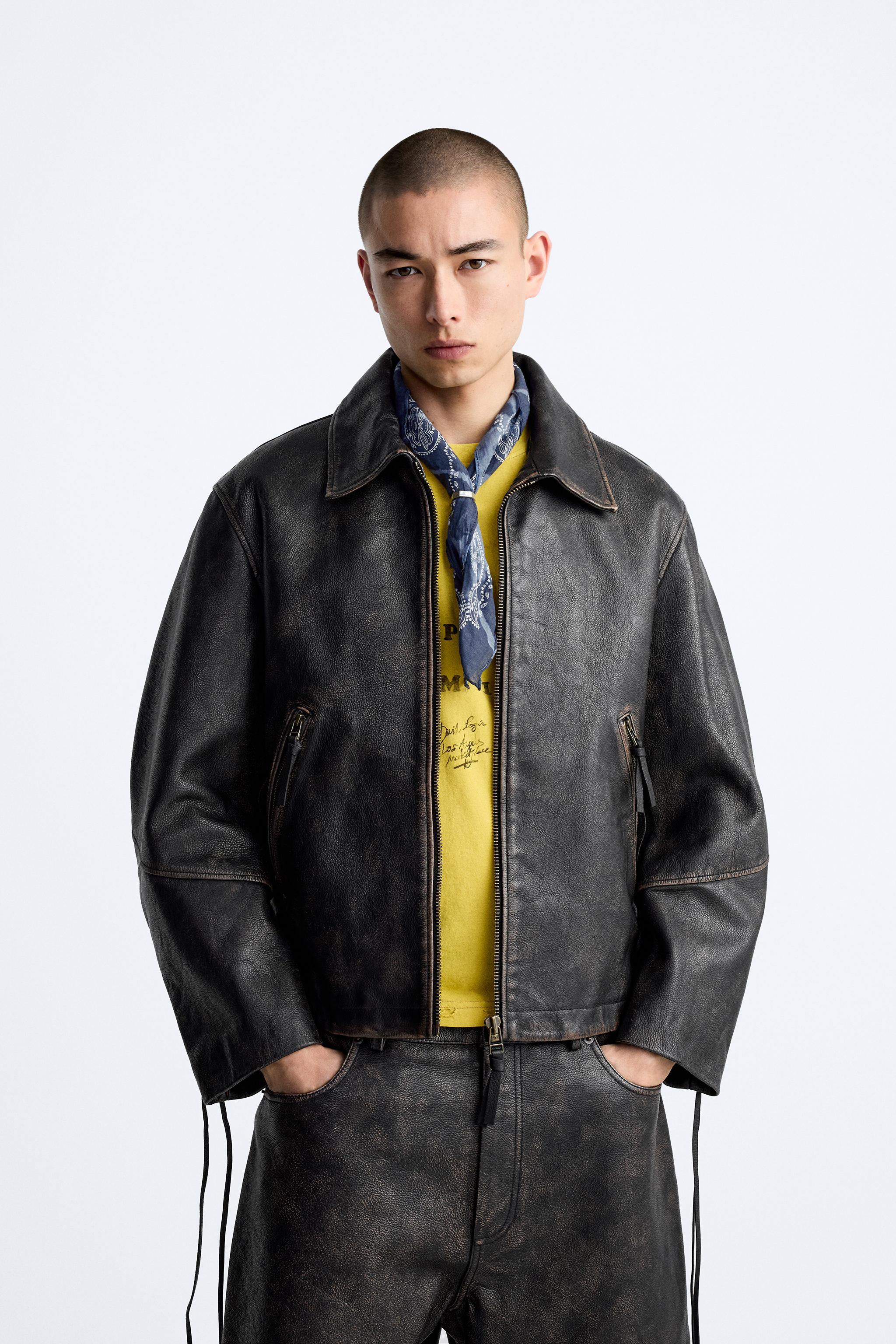 VINTAGE EFFECT LEATHER JACKET