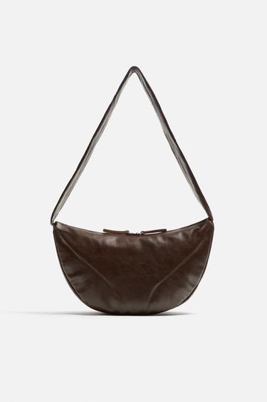 BOLSO HOMBRO PIEL - Marrón de Zara
