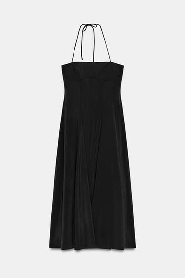 FLOWING HALTERNECK MIDI DRESS - Black by Zara