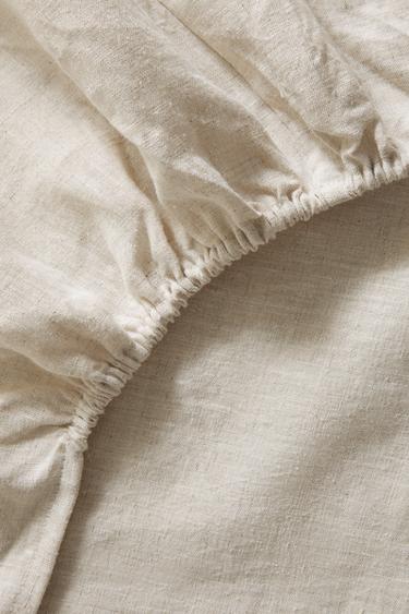 HEMP FITTED SHEET | 30 CM HIGH (175 GSM) - Light beige by Zara - Image 3