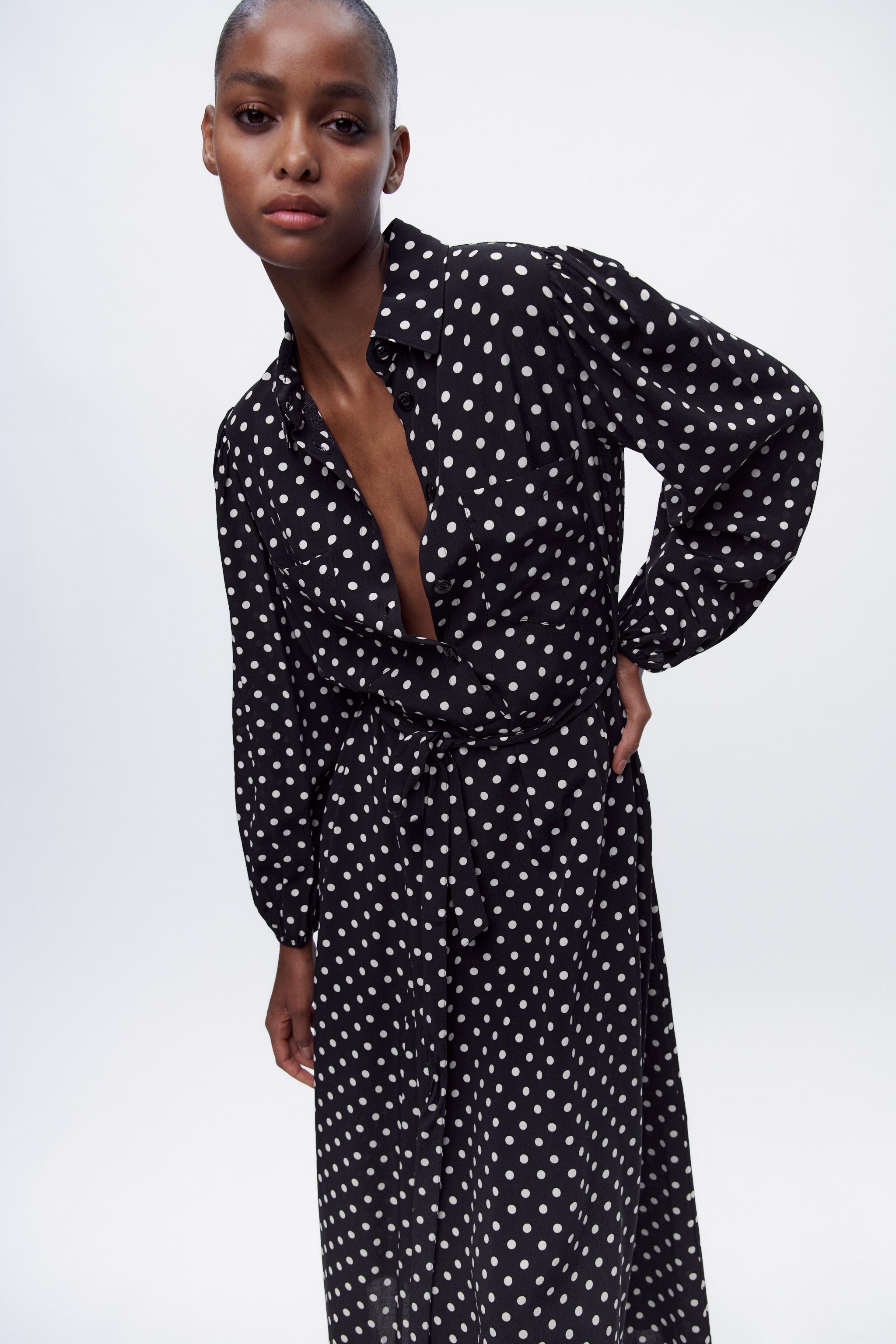 Polka dot shirt store dress zara