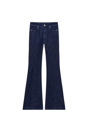 FLARE TROUSERS WITH SEAM DETAIL - Indigo by Zara