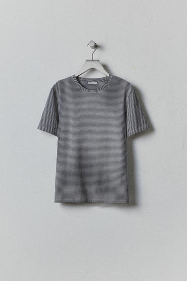 BASIC SLIM FIT T-SHIRT - Grey / Blue by Zara