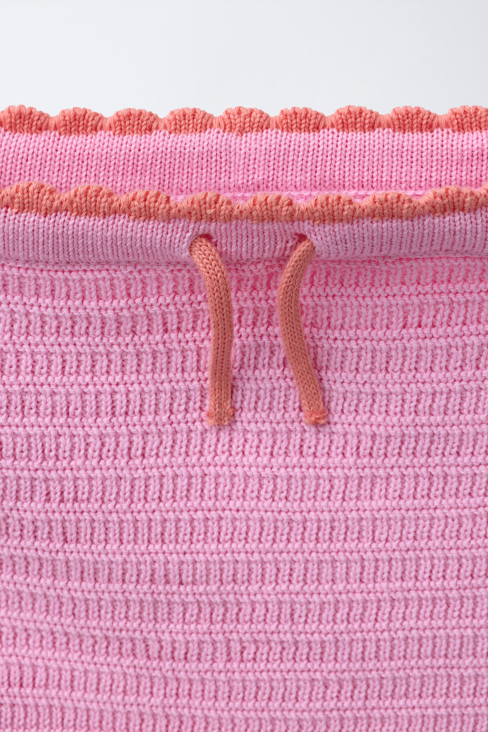 6-14 YEARS/ FRUIT & STRIPE CROCHET KNIT TOP PAREO SET