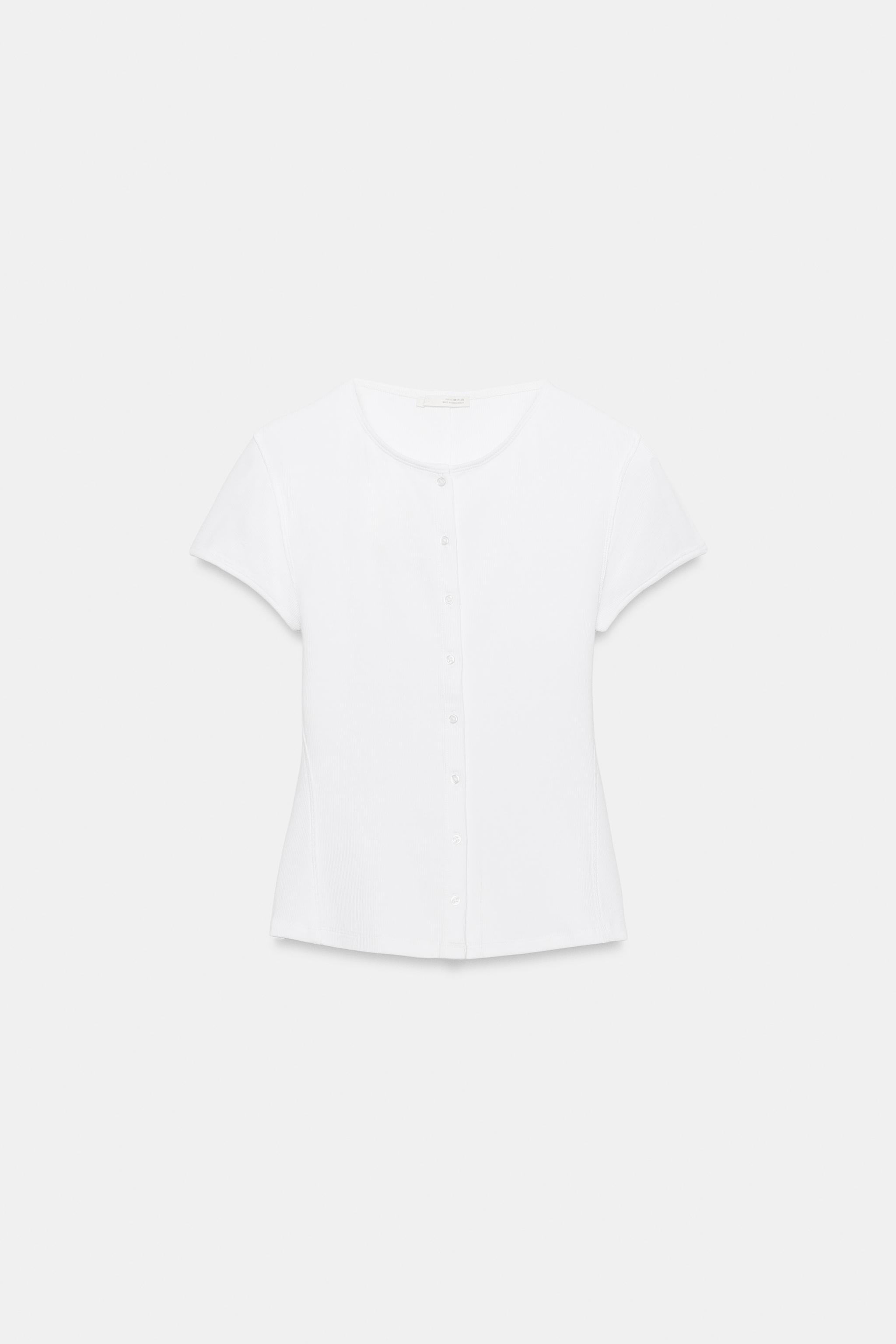 Zara FİTİLLİ DÜĞMELİ T-SHIRT görsel 4
