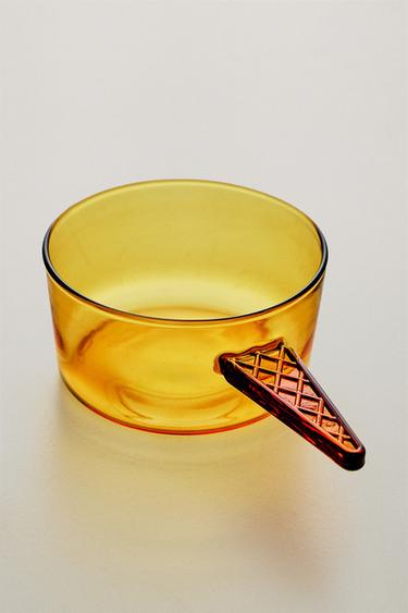 BOROSILICATE ICE CREAM BOWL WITH HANDLE — Yellow 1
