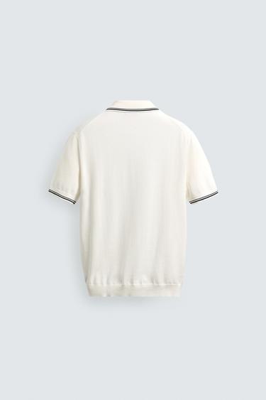 POLO EN MAILLE REGULAR FIT CONTRASTE - Blanc de Zara - Image 7