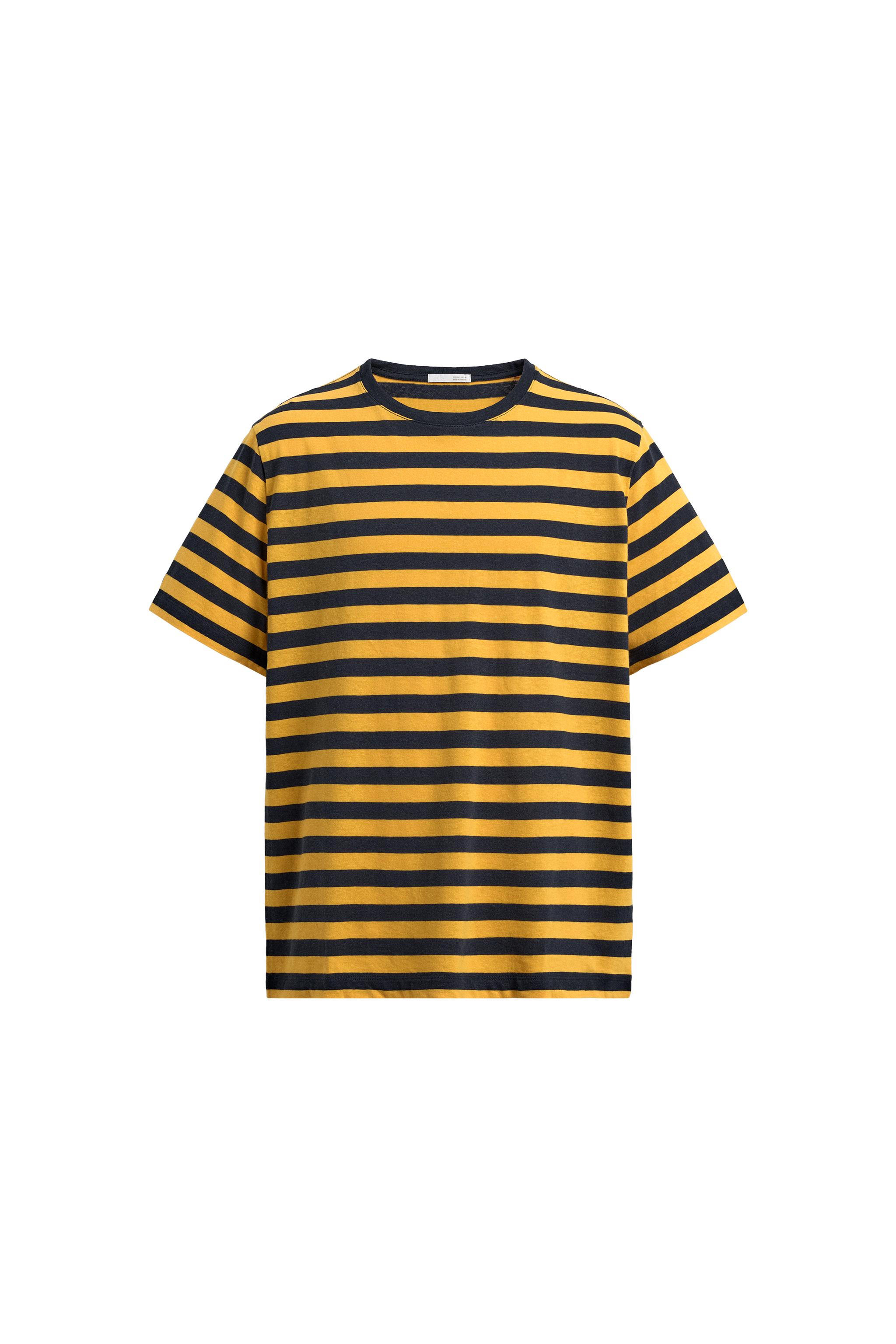 ÇİZGİLİ KETEN VE PAMUKLU T-SHIRT