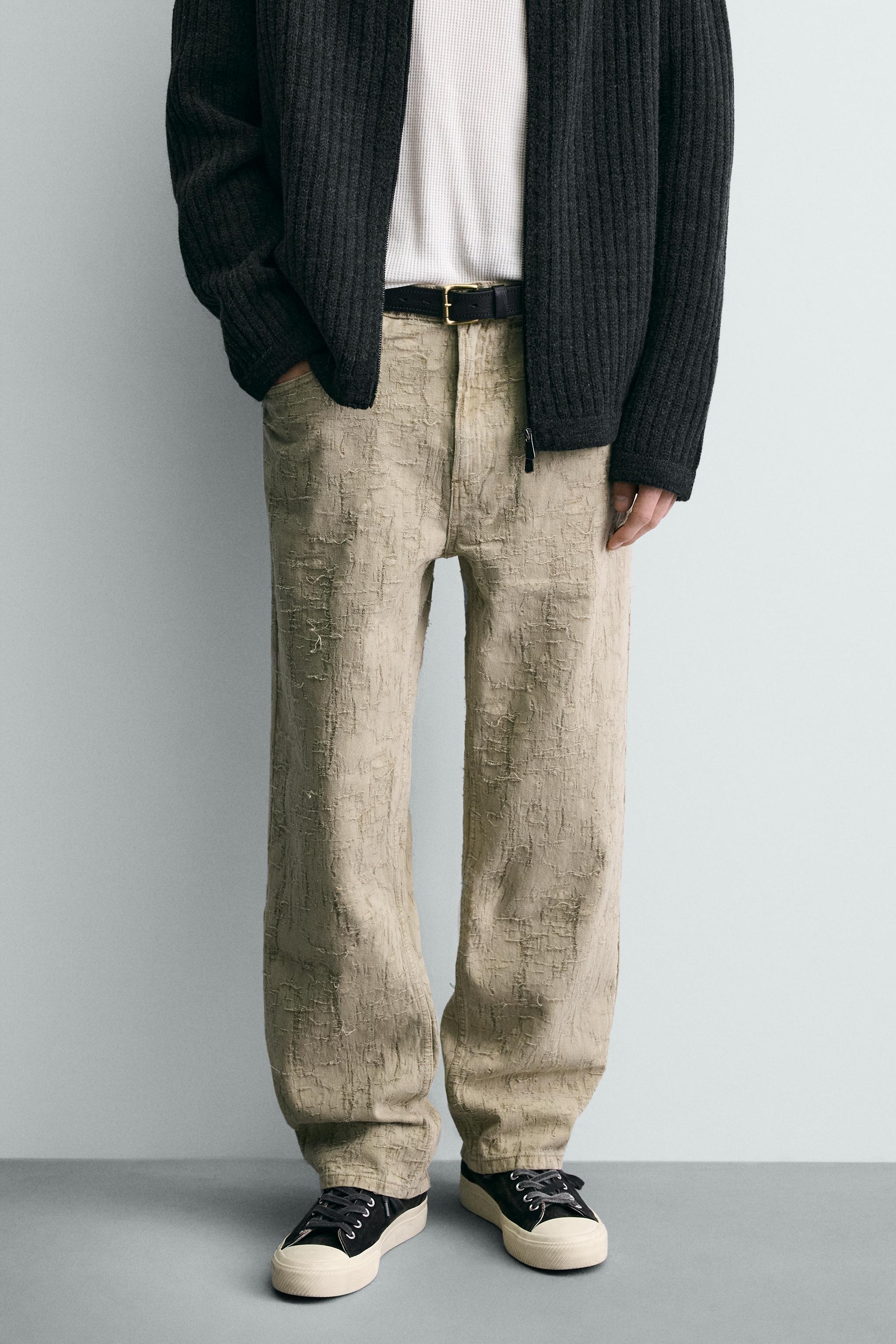 STRAIGHT FIT JACQUARD PANTS — Khaki (alternate view)